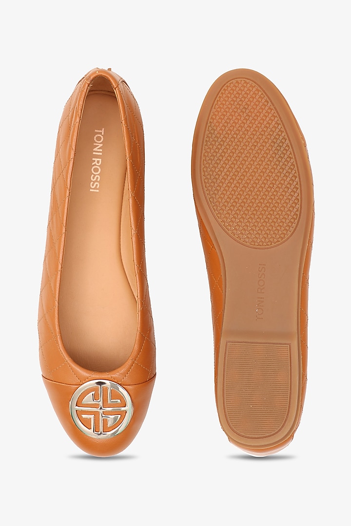 Caramel Napa Leather Ballerinas by Toni Rossi at Pernia's Pop Up Shop