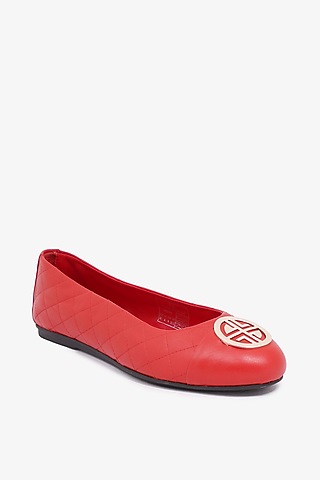 Rosso Napa Leather Ballerinas by Toni Rossi