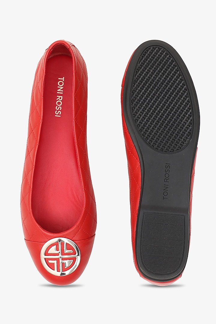 Rosso Napa Leather Ballerinas by Toni Rossi at Pernia's Pop Up Shop