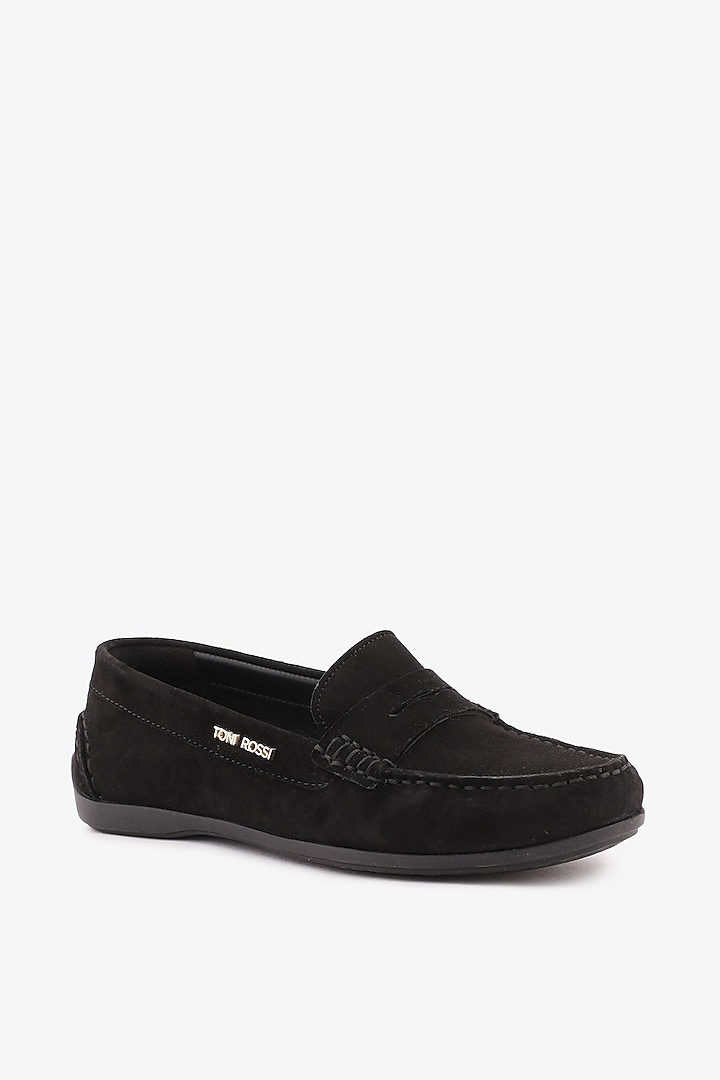 Black Suede Hand Finished Loafers by Toni Rossi at Pernia's Pop Up Shop