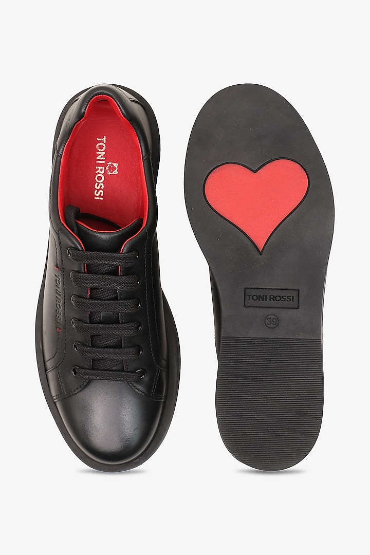 Black Leather Sneakers by Toni Rossi at Pernia's Pop Up Shop