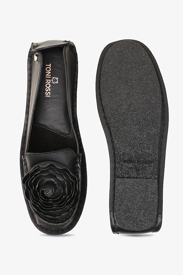 Black Leather Floral Loafers by Toni Rossi at Pernia's Pop Up Shop