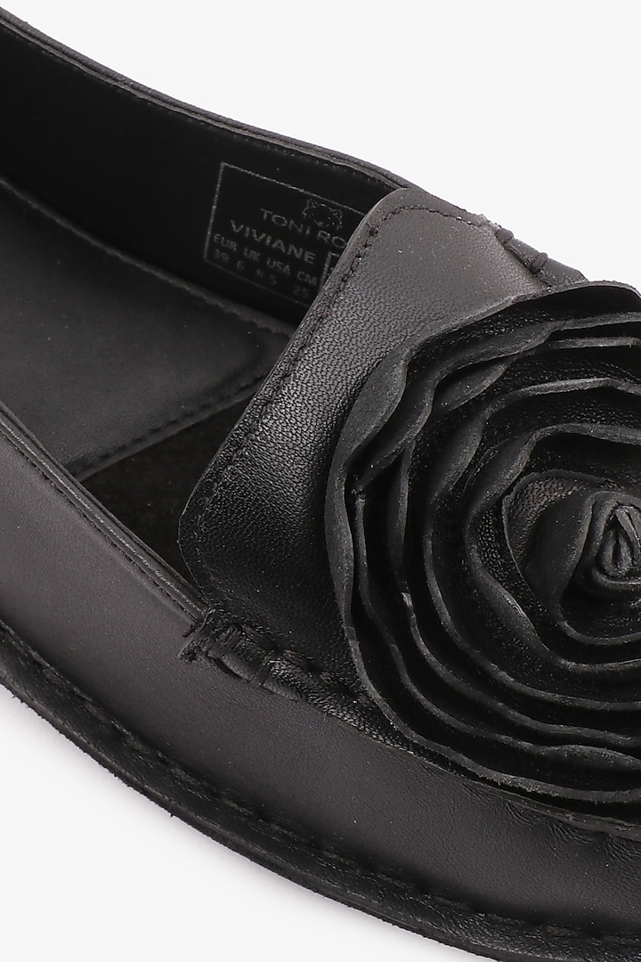 Black Leather Floral Loafers by Toni Rossi at Pernia's Pop Up Shop