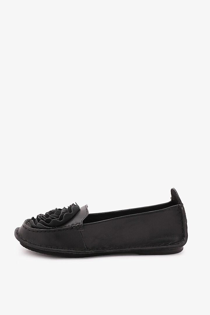 Black Leather Floral Loafers by Toni Rossi at Pernia's Pop Up Shop