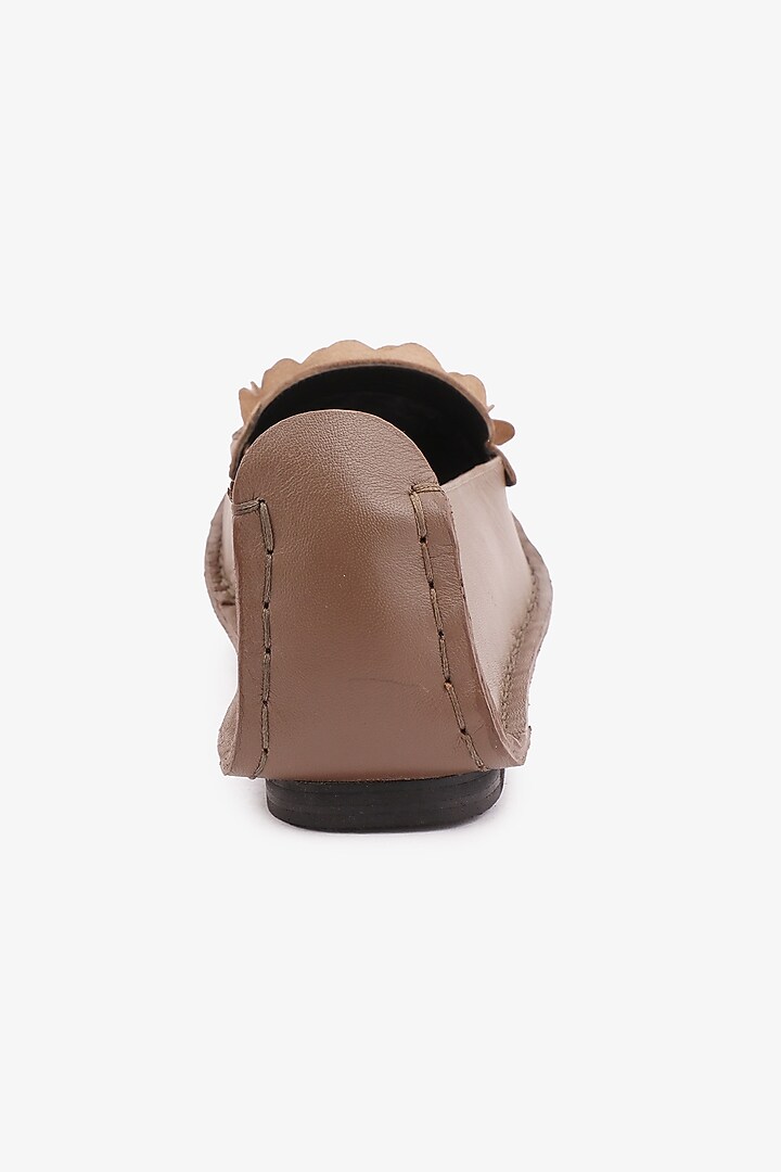 Taupe Leather Floral Loafers by Toni Rossi at Pernia's Pop Up Shop