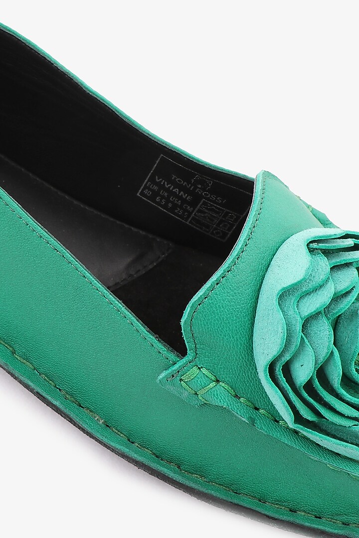 Green Leather Floral Loafers by Toni Rossi at Pernia's Pop Up Shop