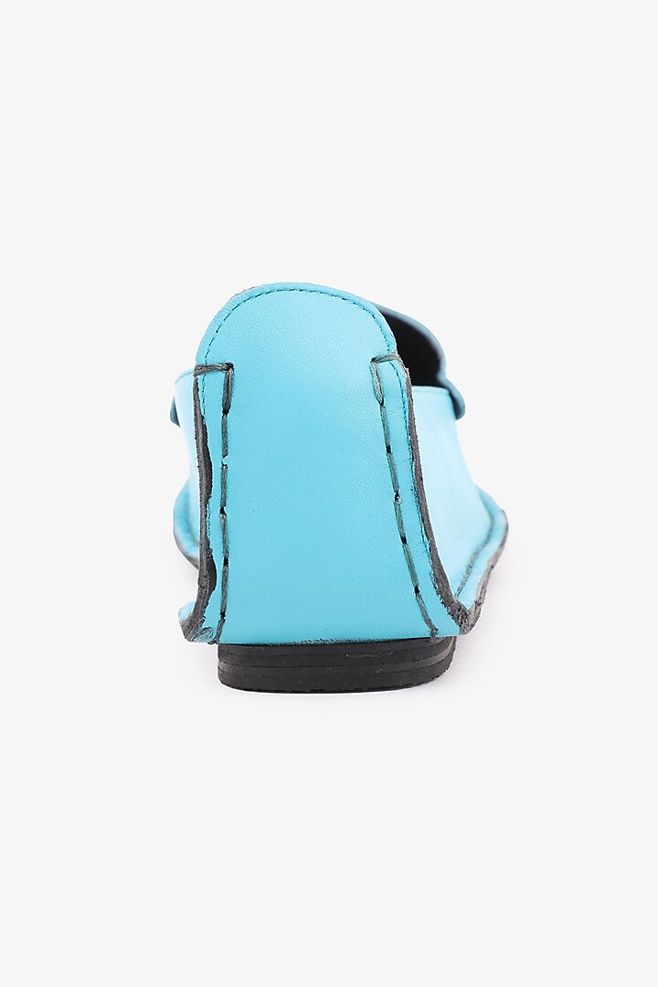 Sky Blue Leather Floral Loafers by Toni Rossi at Pernia's Pop Up Shop