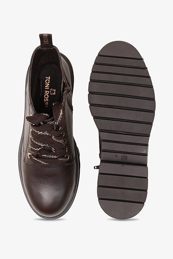 Brown Leather Hand Finished Boots by Toni Rossi at Pernia's Pop Up Shop