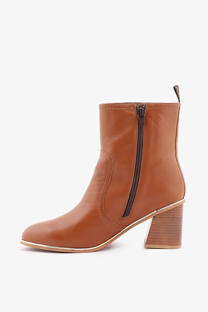 Tan Leather Hand Finished Boots by Toni Rossi at Pernia's Pop Up Shop