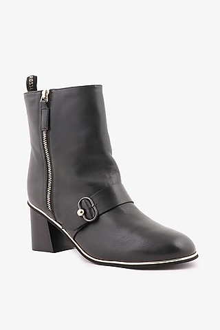 Black Leather Hand Finished Boots by Toni Rossi