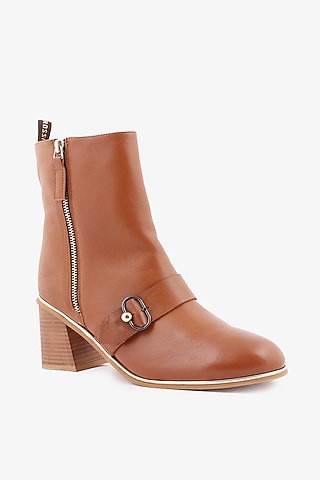 Tan Leather Hand Finished Boots by Toni Rossi