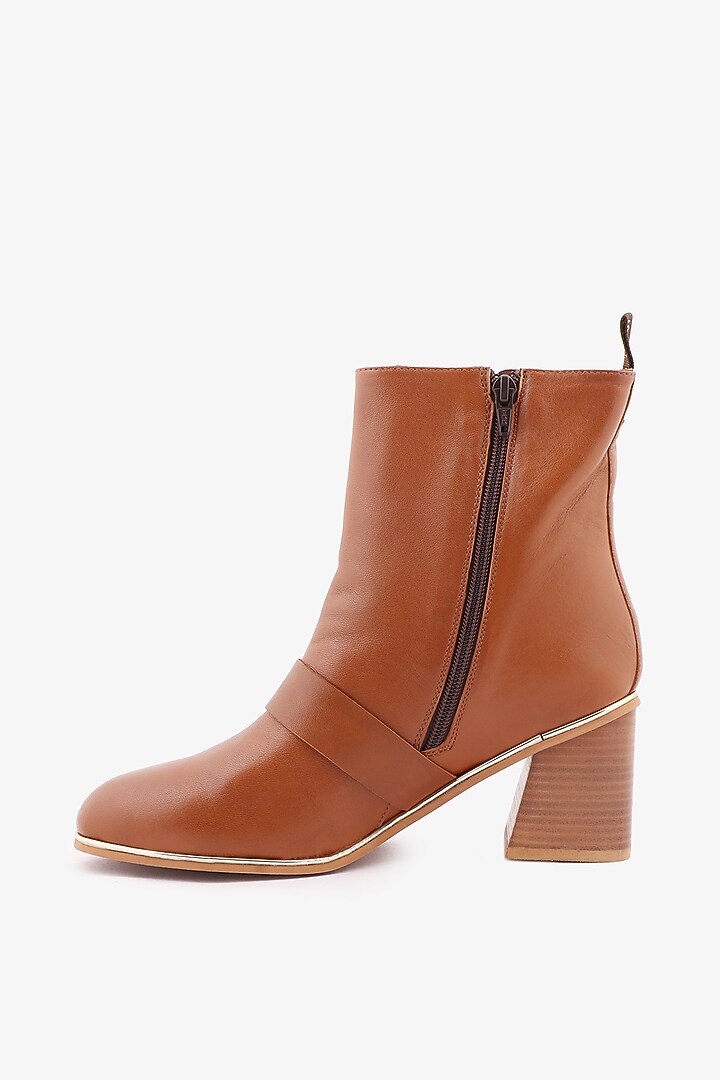 Tan Leather Hand Finished Boots by Toni Rossi at Pernia's Pop Up Shop