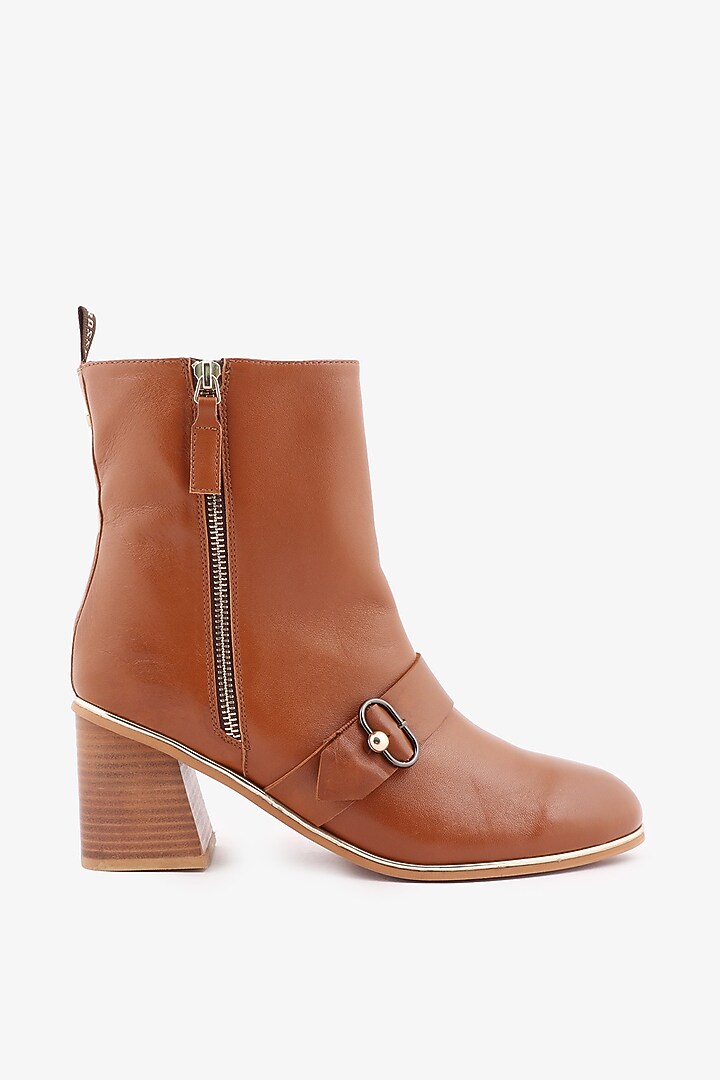 Tan Leather Hand Finished Boots by Toni Rossi at Pernia's Pop Up Shop