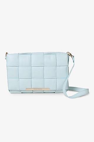 Aqua Leather Hand Finished Clutch Bag by TONI ROSSI