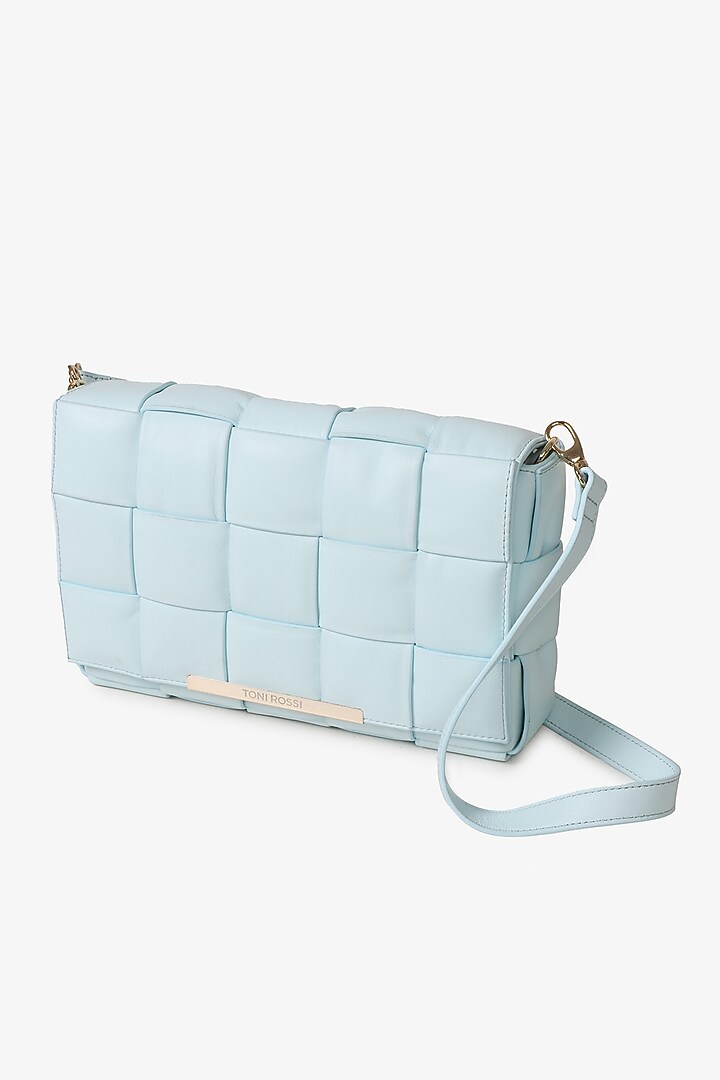 Aqua Leather Hand Finished Clutch Bag by TONI ROSSI at Pernia's Pop Up Shop