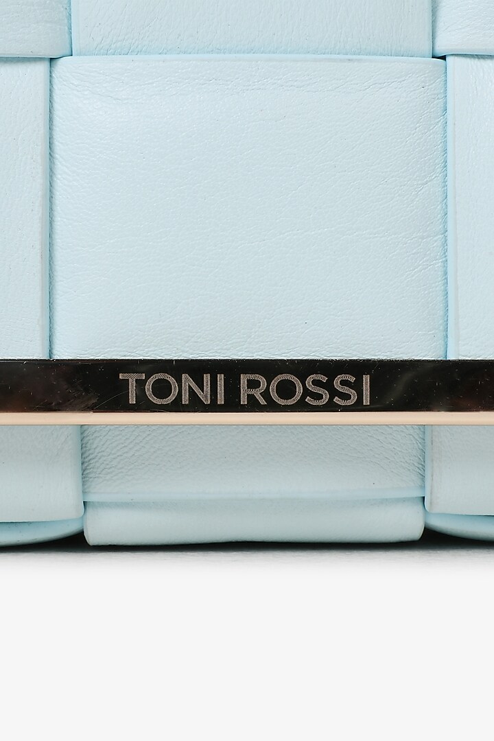 Aqua Leather Hand Finished Clutch Bag by TONI ROSSI at Pernia's Pop Up Shop