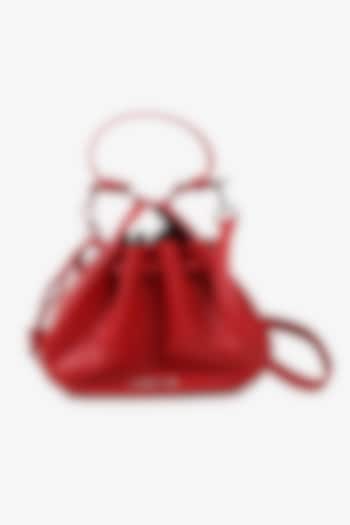 Red Soft Milled Leather Handbag by TONI ROSSI