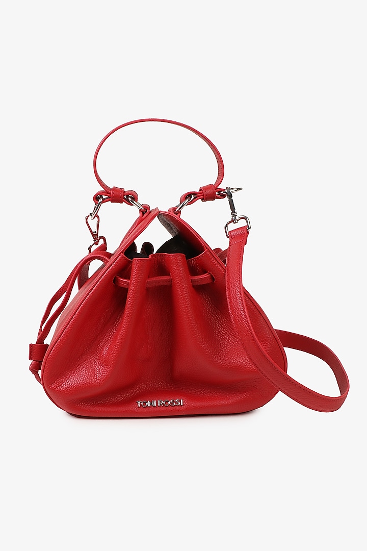 Red Soft Milled Leather Handbag by TONI ROSSI