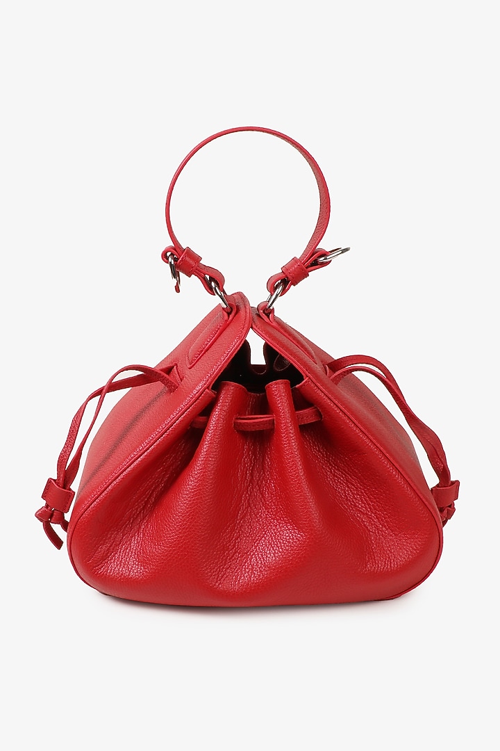 Red Soft Milled Leather Handbag by TONI ROSSI at Pernia's Pop Up Shop