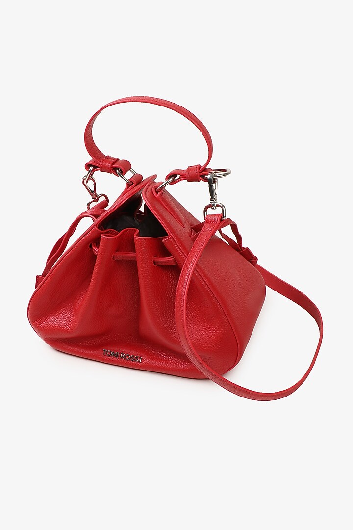 Red Soft Milled Leather Handbag by TONI ROSSI at Pernia's Pop Up Shop