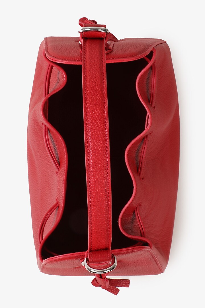 Red Soft Milled Leather Handbag by TONI ROSSI at Pernia's Pop Up Shop