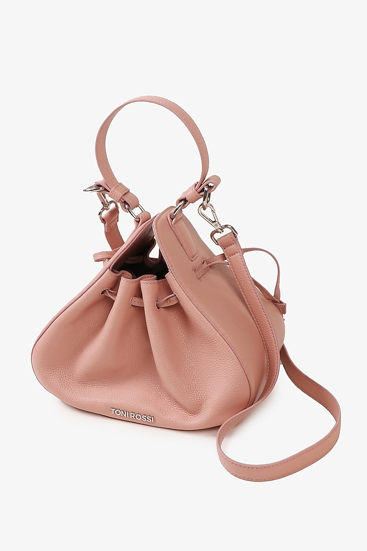 Pink Soft Milled Leather Hand Finished Handbag by TONI ROSSI at Pernia's Pop Up Shop