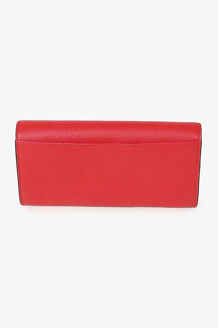 Red Soft Milled Leather Hand Finished Clutch by TONI ROSSI at Pernia's Pop Up Shop