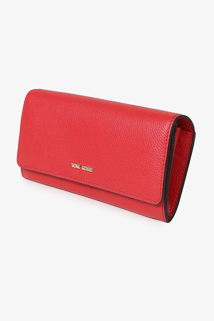 Red Soft Milled Leather Hand Finished Clutch by TONI ROSSI at Pernia's Pop Up Shop