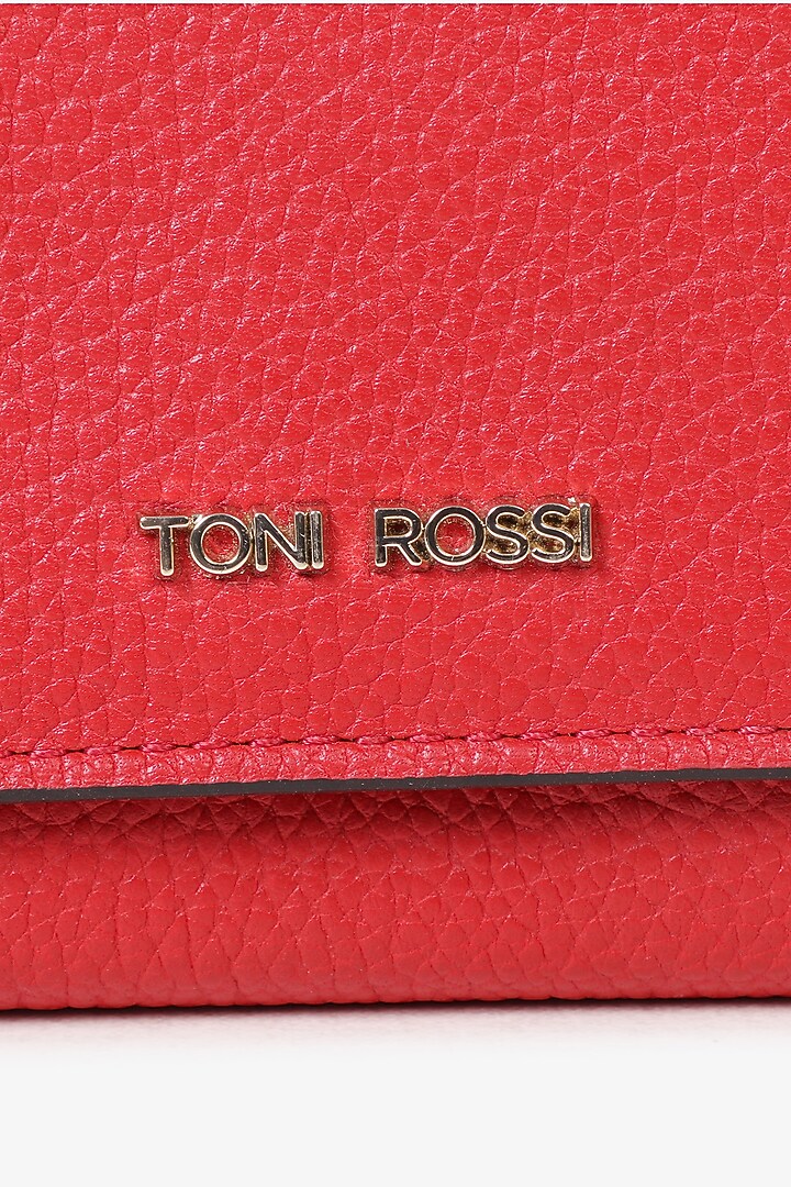 Red Soft Milled Leather Hand Finished Clutch by TONI ROSSI at Pernia's Pop Up Shop