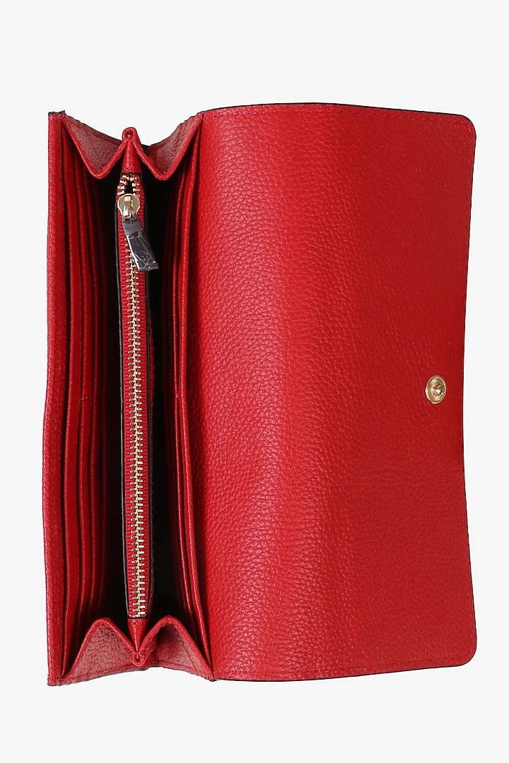 Red Soft Milled Leather Hand Finished Clutch by TONI ROSSI at Pernia's Pop Up Shop