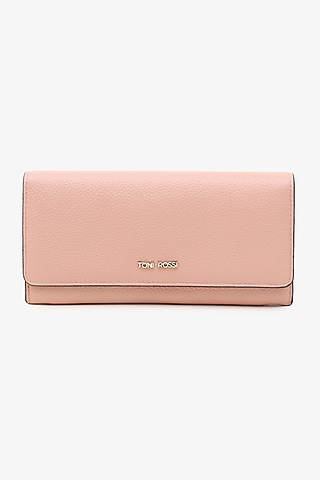 Pink Soft Milled Leather Hand Finished Clutch by TONI ROSSI
