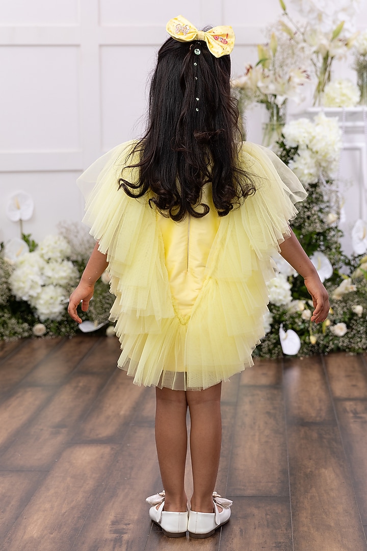 Yellow Burberry Silk & Tulle Net Hand Embellished Dress For Girls by TAMASHA at Pernia's Pop Up Shop