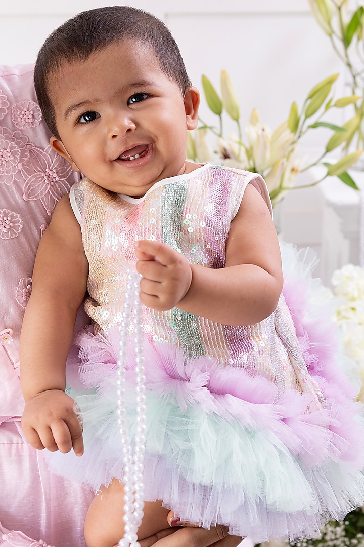 Multi-Colored Net Embroidered Dress For Girls by TAMASHA at Pernia's Pop Up Shop