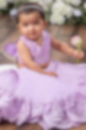 Lavender Silk & Banarasi Lehenga Set For Girls by Tinsel Kids at Pernia's Pop Up Shop