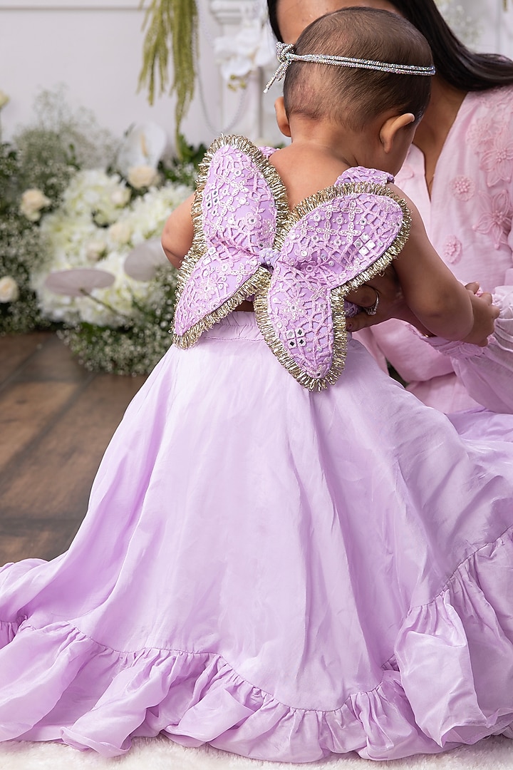 Lavender Silk & Banarasi Lehenga Set For Girls by TAMASHA at Pernia's Pop Up Shop
