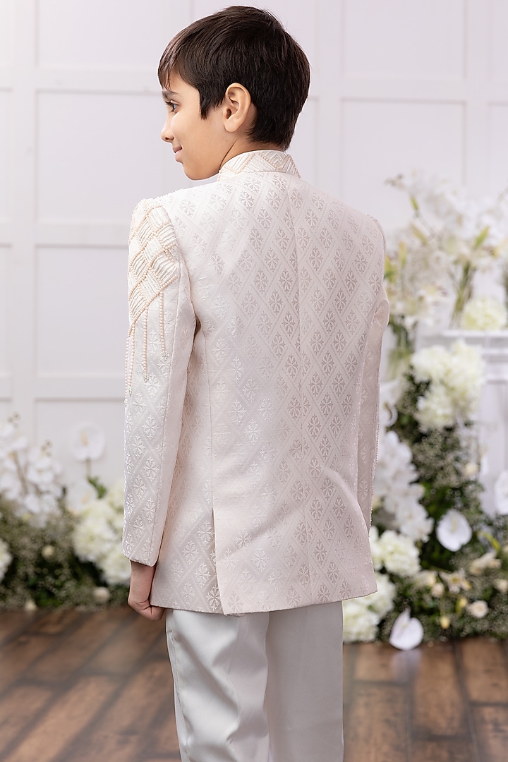 Ivory Silk Embroidered Sherwani Set For Boys by TAMASHA at Pernia's Pop Up Shop