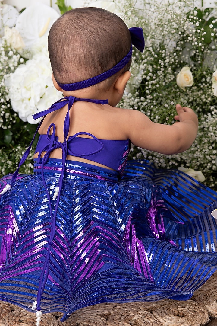Purple & Blue Structured Fabric Embroidered Lehenga Set For Girls by TAMASHA at Pernia's Pop Up Shop