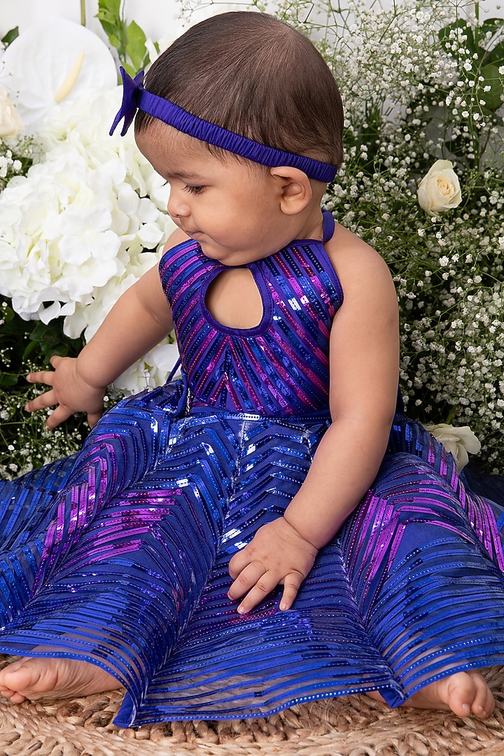 Purple & Blue Structured Fabric Embroidered Lehenga Set For Girls by TAMASHA at Pernia's Pop Up Shop