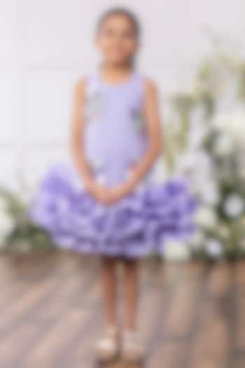 Lavender Scuba Embellished Dress For Girls by Tinsel Kids at Pernia's Pop Up Shop