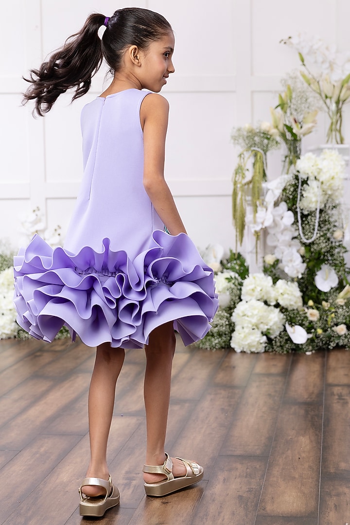Lavender Scuba Embellished Dress For Girls by TAMASHA at Pernia's Pop Up Shop