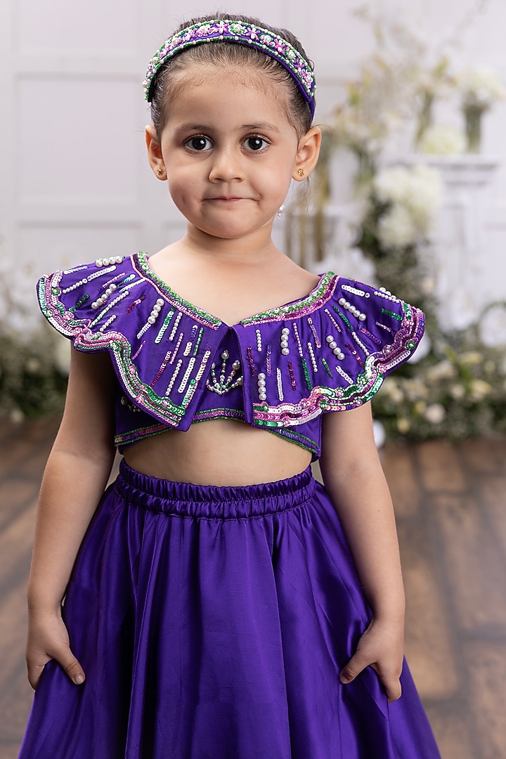 Royal Blue Silk Lehenga Set For Girls by TAMASHA at Pernia's Pop Up Shop
