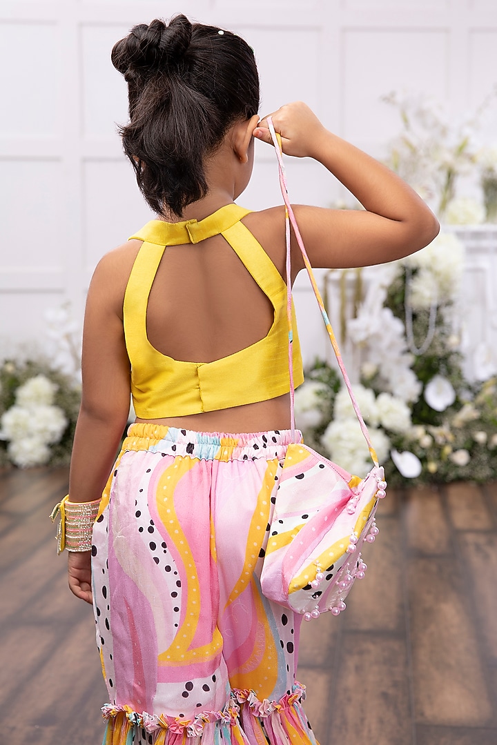 Pink Georgette Printed & Embroidered Sharara Set For Girls by TAMASHA at Pernia's Pop Up Shop