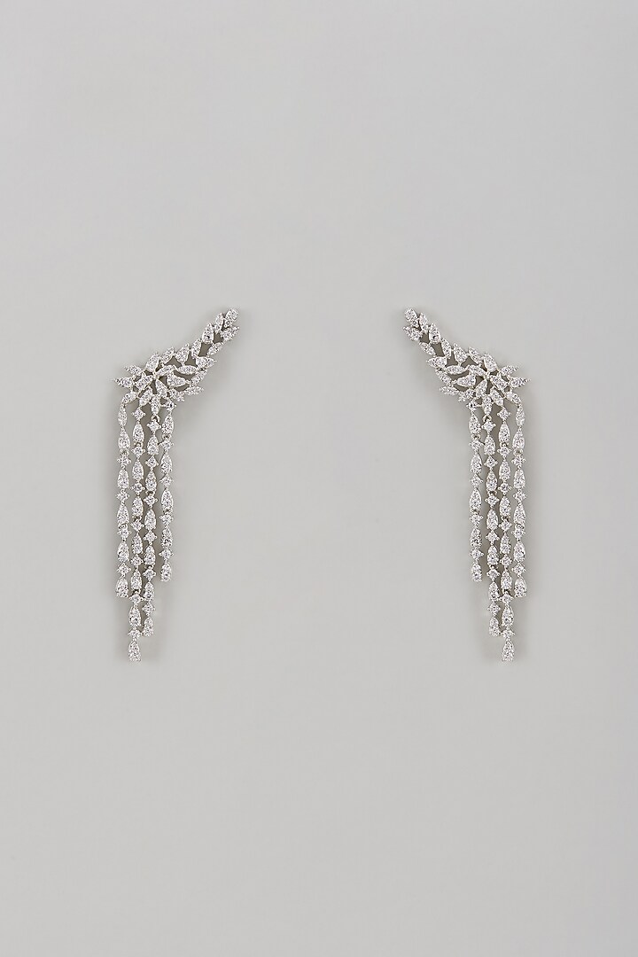 White Rhodium Finish Sapphire Earcuffs In Sterling Silver by Tanzila Rab at Pernia's Pop Up Shop