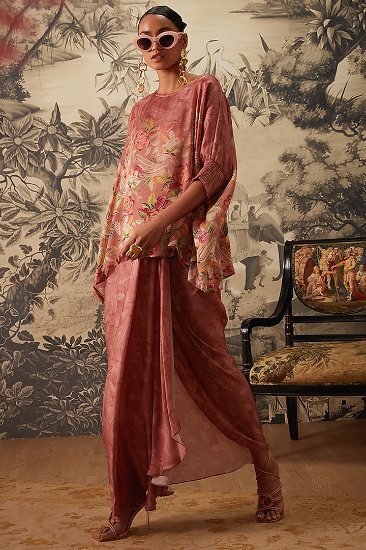 Mauve Pink Floral Printed Tunic Set by Kalista at Pernia's Pop Up Shop