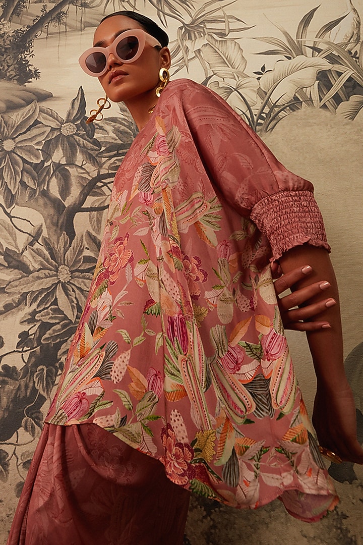 Mauve Pink Floral Printed Tunic Set by Kalista at Pernia's Pop Up Shop