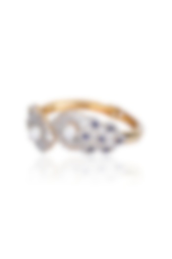 Gold Finish White and Blue Sapphire Bracelet by Tanzila Rab