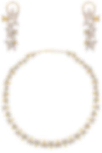 Tanzila Rab presents Gold and silver finish sapphire necklace set available only at Pernia's Pop Up Shop.