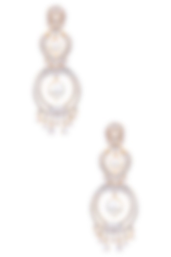 Dual Polish White Sapphire and Pearls Earrings by Tanzila Rab
