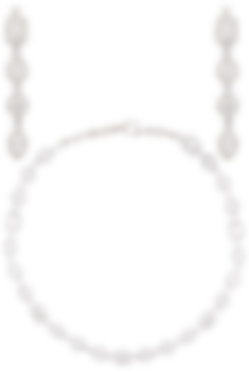 Tanzila Rab presents White Gold Finish Sapphire Single String Necklace set setavailable only at Pernia's Pop Up Shop.
