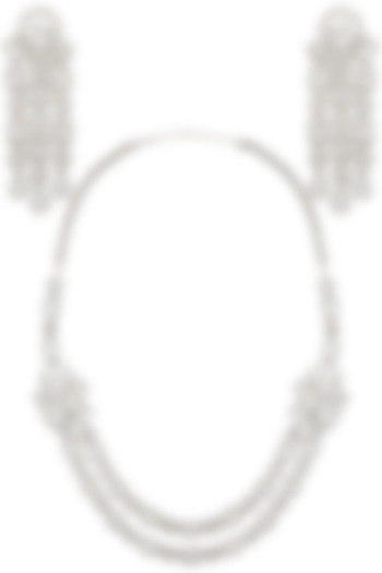 Tanzila Rab presents White Gold Finish Sapphire Double String Necklace set setavailable only at Pernia's Pop Up Shop.